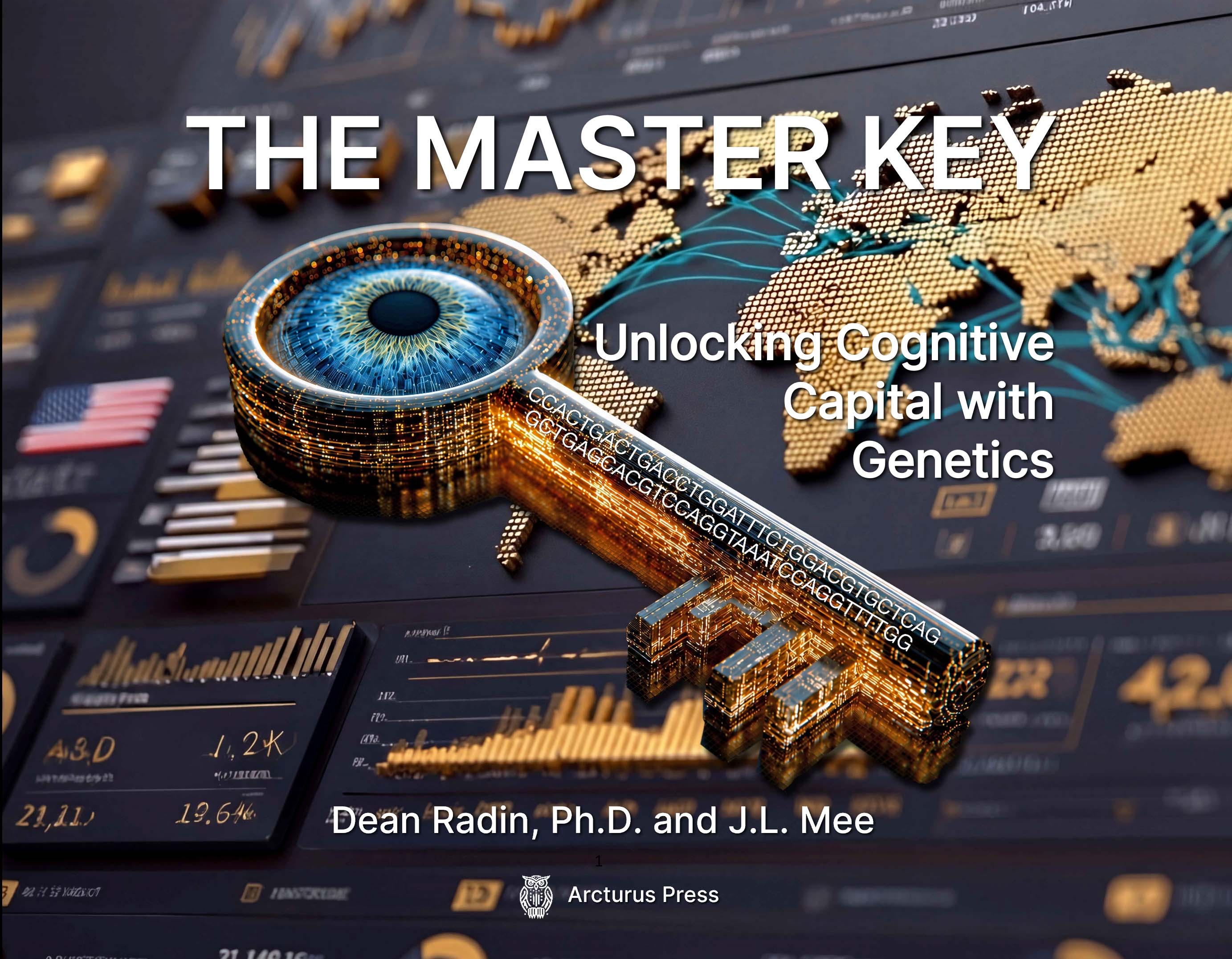 The Master Key graphic with eye, genetic code, and global systems